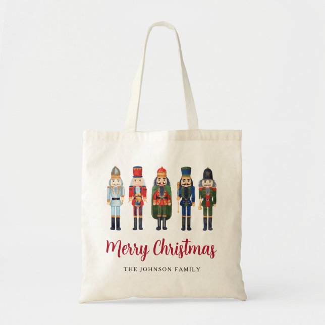 Personalised Cute Nutcracker Merry Christmas Tote Bag (Front)