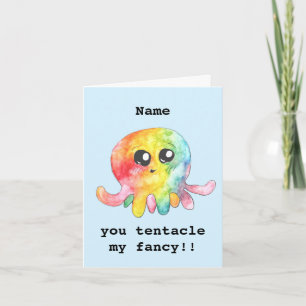 Personalised cute octopus valentines card