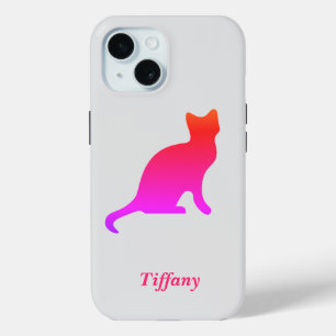 Personalised cute ombre cat iPhone 15 case