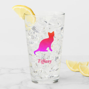 Personalised cute ombre cat  glass