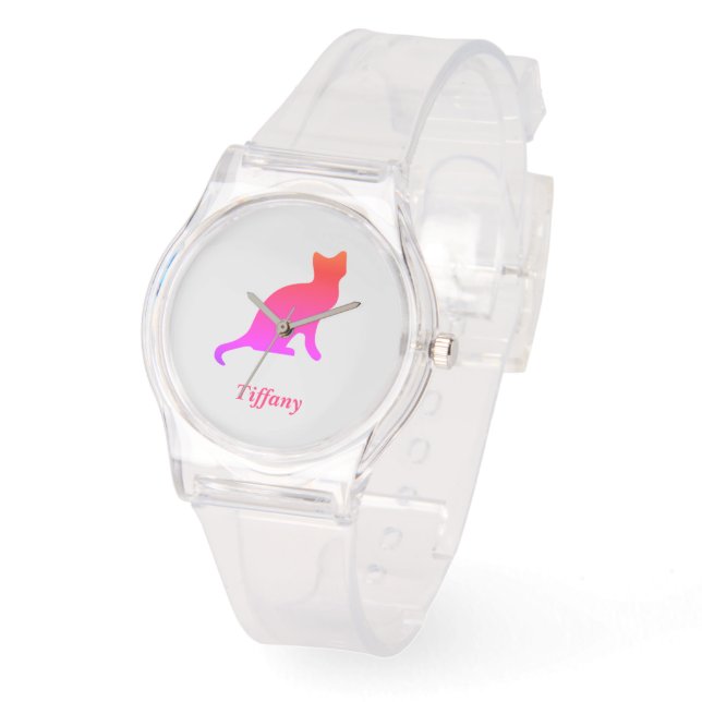Personalised cute ombre cat  watch (Angle)