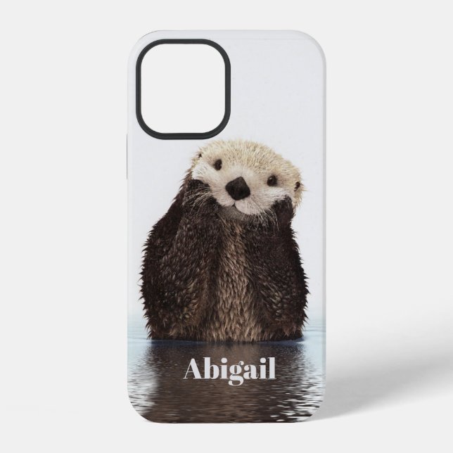 Personalised Cute Otter Drawing iPhone Case (Back)