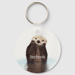 Personalised Cute Otter in Water Key Ring