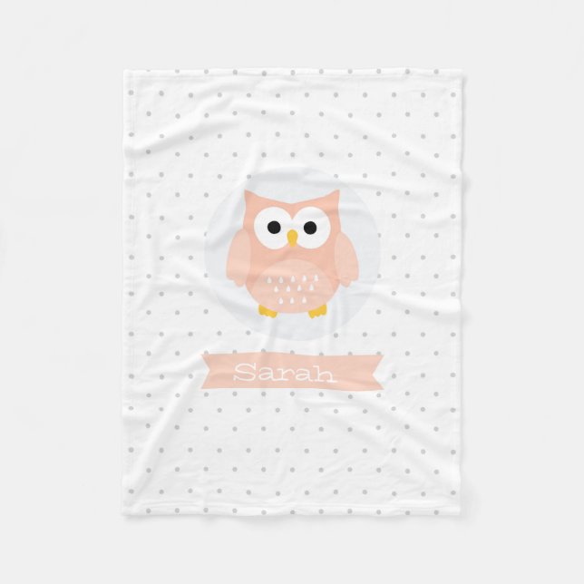 Personalised Cute Owl Fleece Blanket (Front)