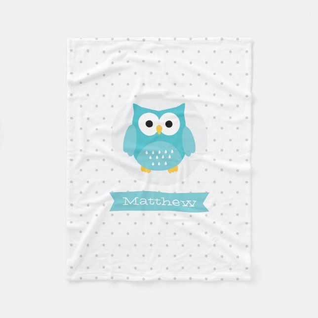 Personalised Cute Owl Fleece Blanket (Front)