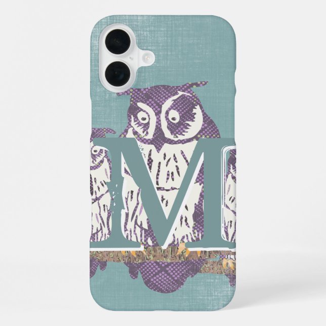 Personalised Cute Owl Monogram iPhone Case (Back)