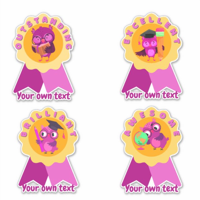 Personalised Cute Owl Teacher Reward Stickers (Front)