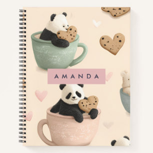 Personalised Cute Panda and Bear Pattern Notebook