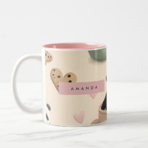 Personalised Cute Panda and Bear Pattern Two-Tone Coffee Mug
