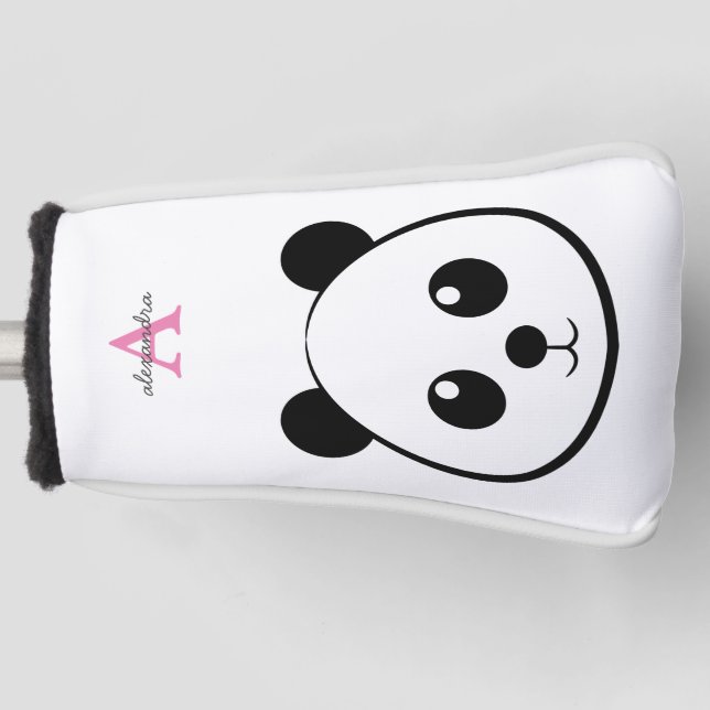 Personalised  Cute Panda Bear with Custom Monogram Golf Head Cover (Front)