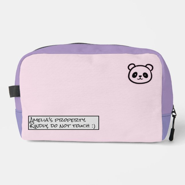 Personalised Cute Panda Illustration zipper bag (Front)