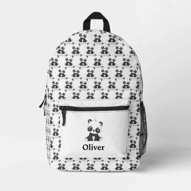 Personalised Cute Panda Pattern Printed Backpack (Front)