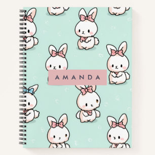 Personalised Cute Pastel Bunny Pattern Notebook