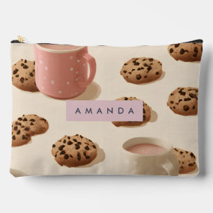 Personalised Cute Pastel Cookies and Milk Accessory Pouch