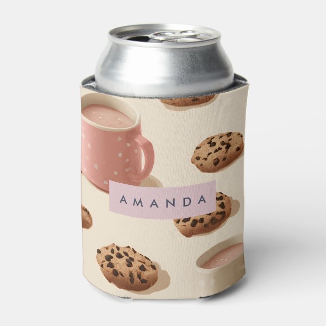 Personalised Cute Pastel Cookies & Milk    Can Cooler (Can Front)