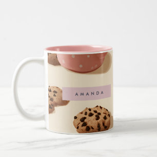 Personalised Cute Pastel Cookies & Milk Two-Tone Coffee Mug
