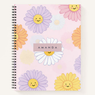 Personalised Cute Pastel Daisy Flower Notebook