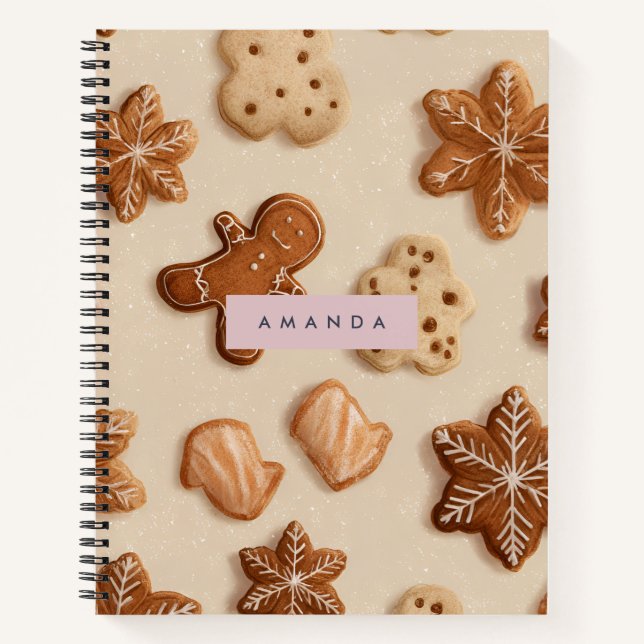 Personalised Cute Pastel Gingerbread Cookie Notebook (Front)