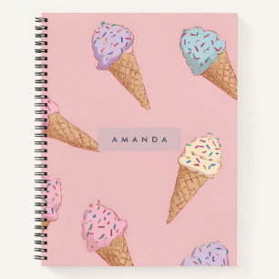 Personalised Cute Pastel Ice Cream  Notebook