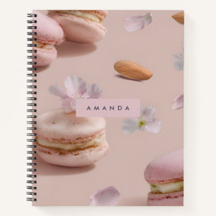 Personalised Cute Pastel Macaron Almond Flower Notebook