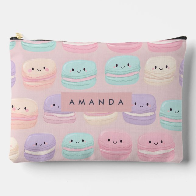 Personalised Cute Pastel Macaron Smile Accessory Pouch (Front)