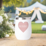 Personalised Cute Pastel Pink Heart<br><div class="desc">Personalised Cute Pastel Pink Love Heart Wine Tumbler</div>