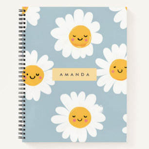 Personalised Cute Pastel Smiling Daisy Notebook