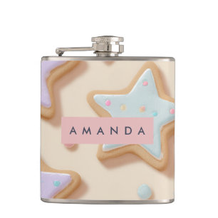 Personalised Cute Pastel Star Cookies Pattern Hip Flask