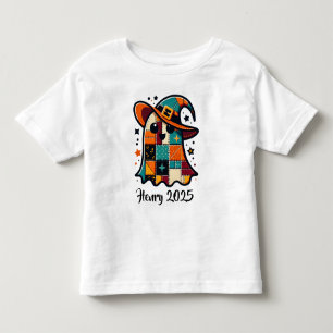 Personalised Cute Patchwork Ghost Halloween Toddler T-Shirt