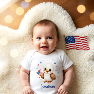 Personalised Cute Patriot Baby Eagle Bodysuit
