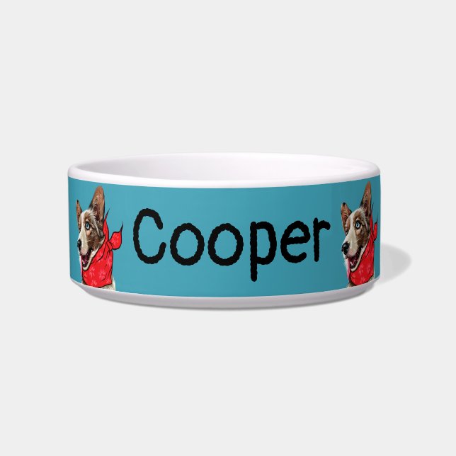 Personalised Cute Pembroke Welsh Corgi Bowl (Front)