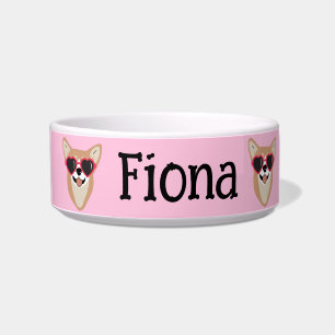 Personalised Cute Pembroke Welsh Corgi Pink  Bowl