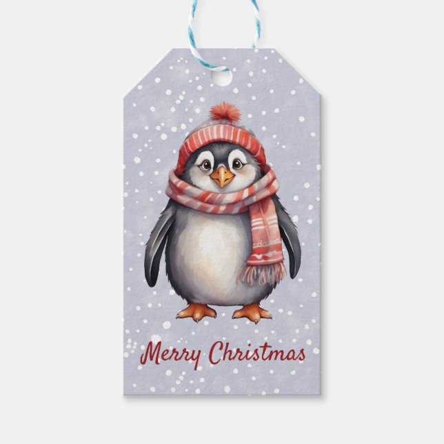 personalised cute penguin gift tag (Front)