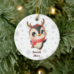 Personalised Cute Penguin - My First Christmas Ceramic Tree Decoration
