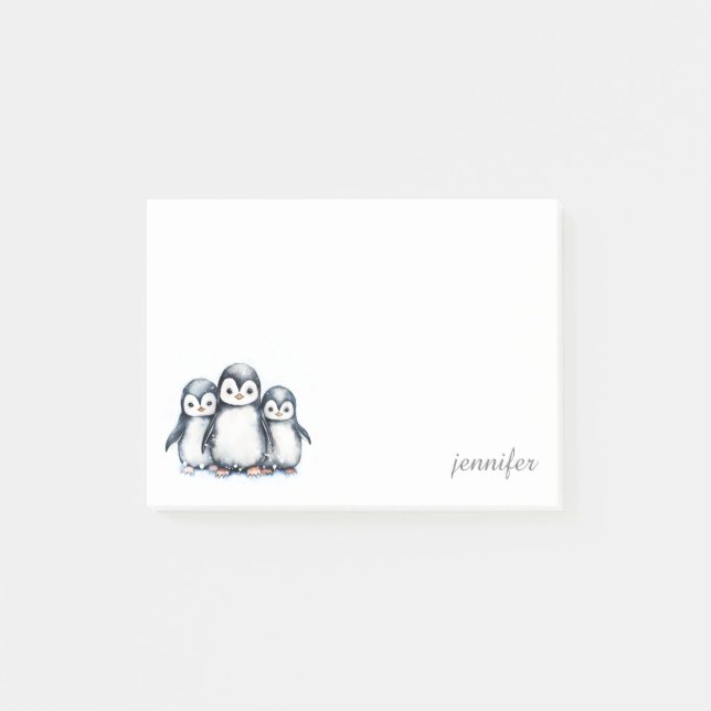 Personalised Cute Penguin Post-it® Notes (Front)