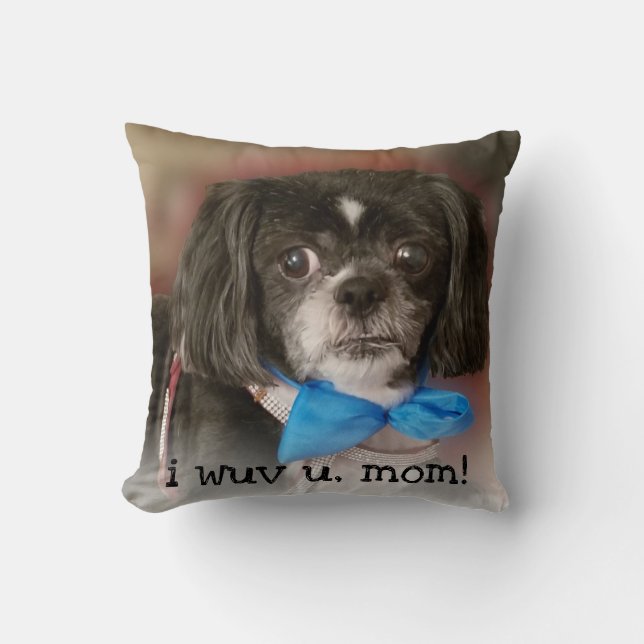 Personalised Cute Pet Photo I Wuv U Love Quote Cushion (Front)