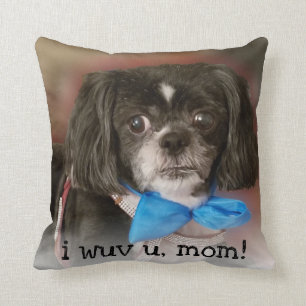 Personalised Cute Pet Photo I Wuv U Love Quote Cushion