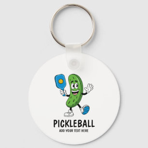 Personalised Cute Pickle Playing Pickleball Funny Key Ring