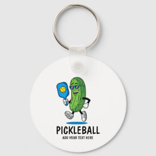 Personalised Cute Pickle Playing Pickleball Funny Key Ring