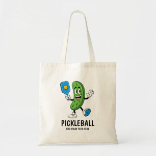 Personalised Cute Pickle Playing Pickleball Funny Tote Bag
