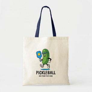 Personalised Cute Pickle Playing Pickleball Funny Tote Bag