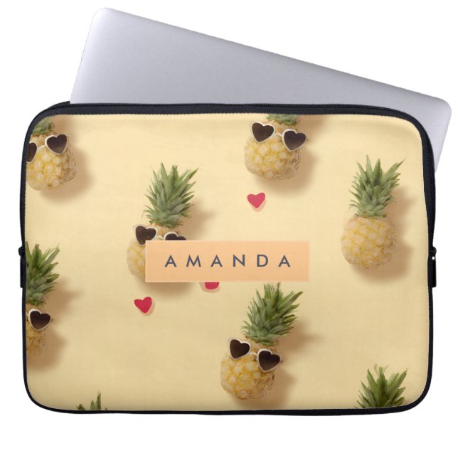 Personalised Cute Pineapple Pattern Laptop Sleeve (Front)