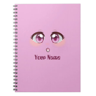 Personalised cute pink anime eyes notebook