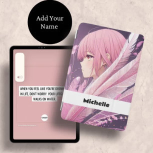 Personalised Cute Pink Anime Girl iPad Case