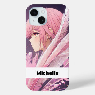 Personalised Cute Pink Anime Girl iPhone Case