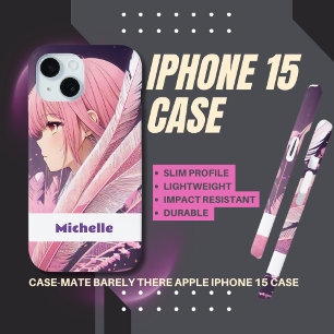 Personalised Cute Pink Anime Girl iPhone Case