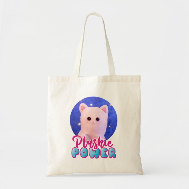 Personalised Cute Pink Blue Plushie Power Photo Tote Bag (Front)
