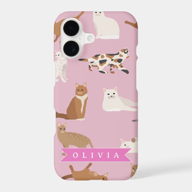 Personalised Cute Pink Cat Pattern Gift Cat Lover (Back)