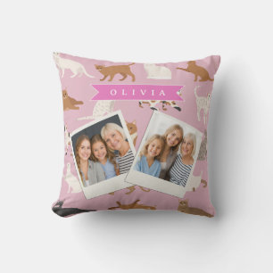 Personalised Cute Pink Cat Pattern Gift Cat Lover Cushion