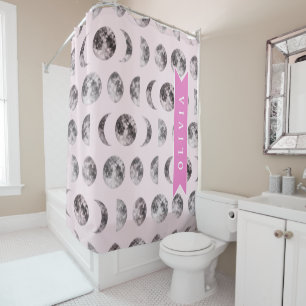 Personalised Cute Pink Cat Pattern Gift Cat Lover Shower Curtain